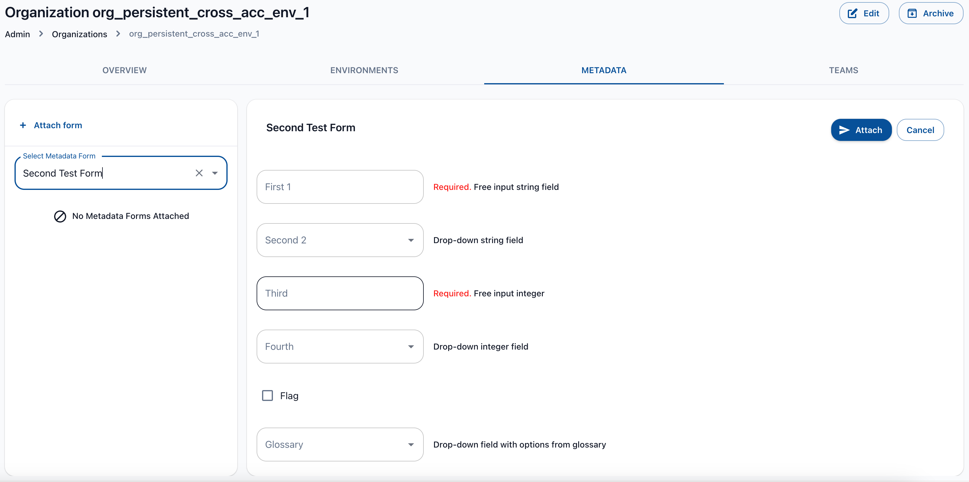 metadata form attach