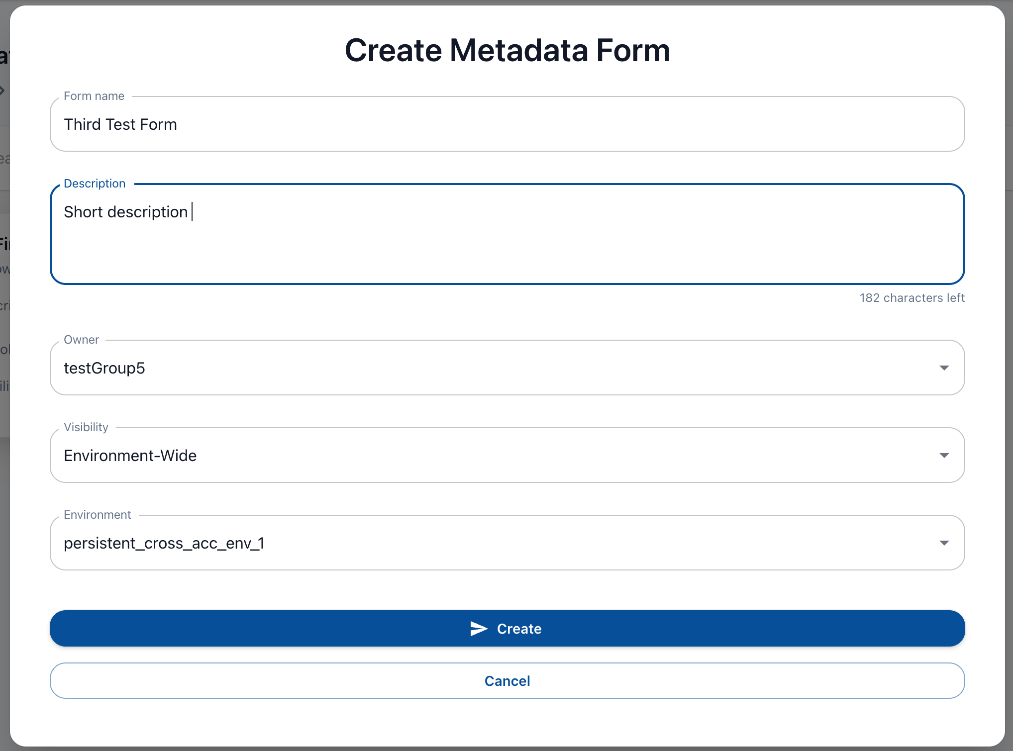 metadata form create